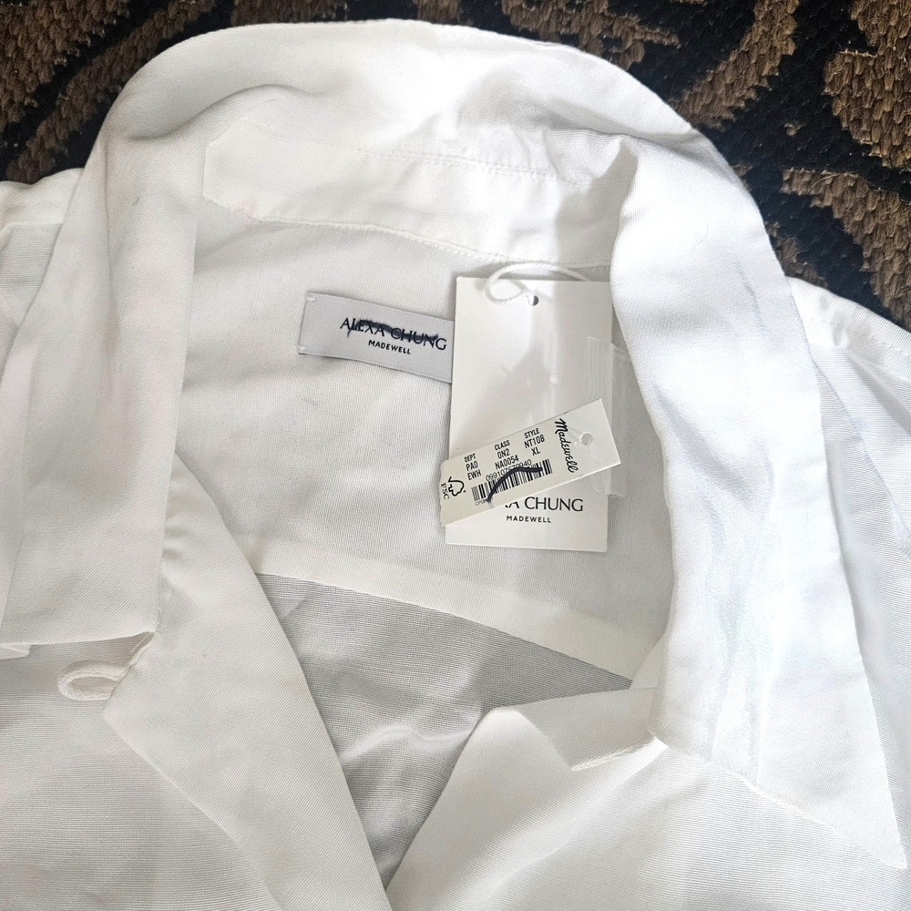 Madewell Alexa Chung Pleat-Pocket Button-Up Shirt XL Eyelet White NT108 - Picture 4 of 5